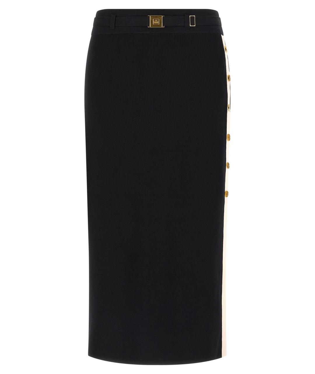 ELISABETTA FRANCHI Черная вискозная юбка миди, фото 1