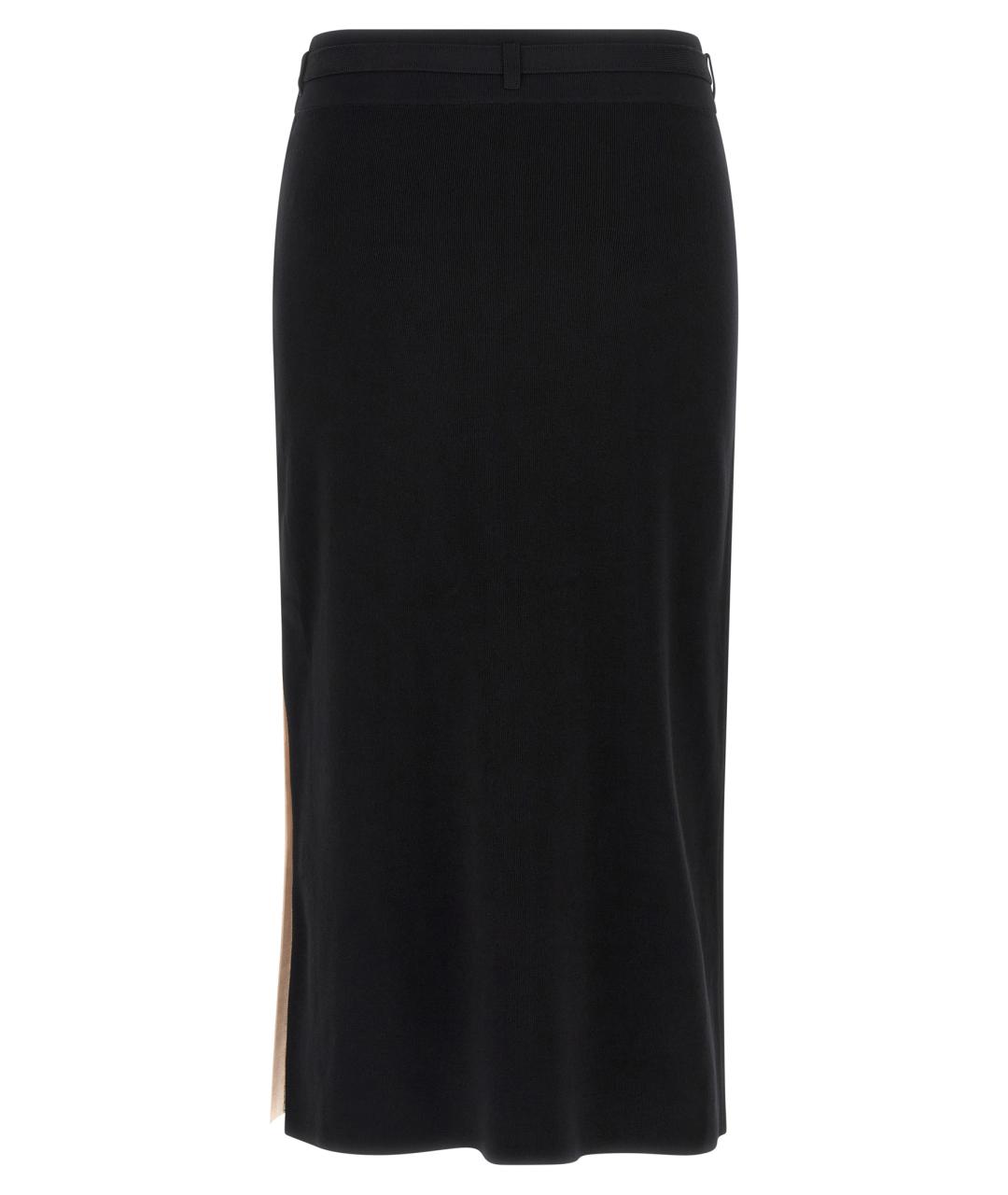 ELISABETTA FRANCHI Черная вискозная юбка миди, фото 2