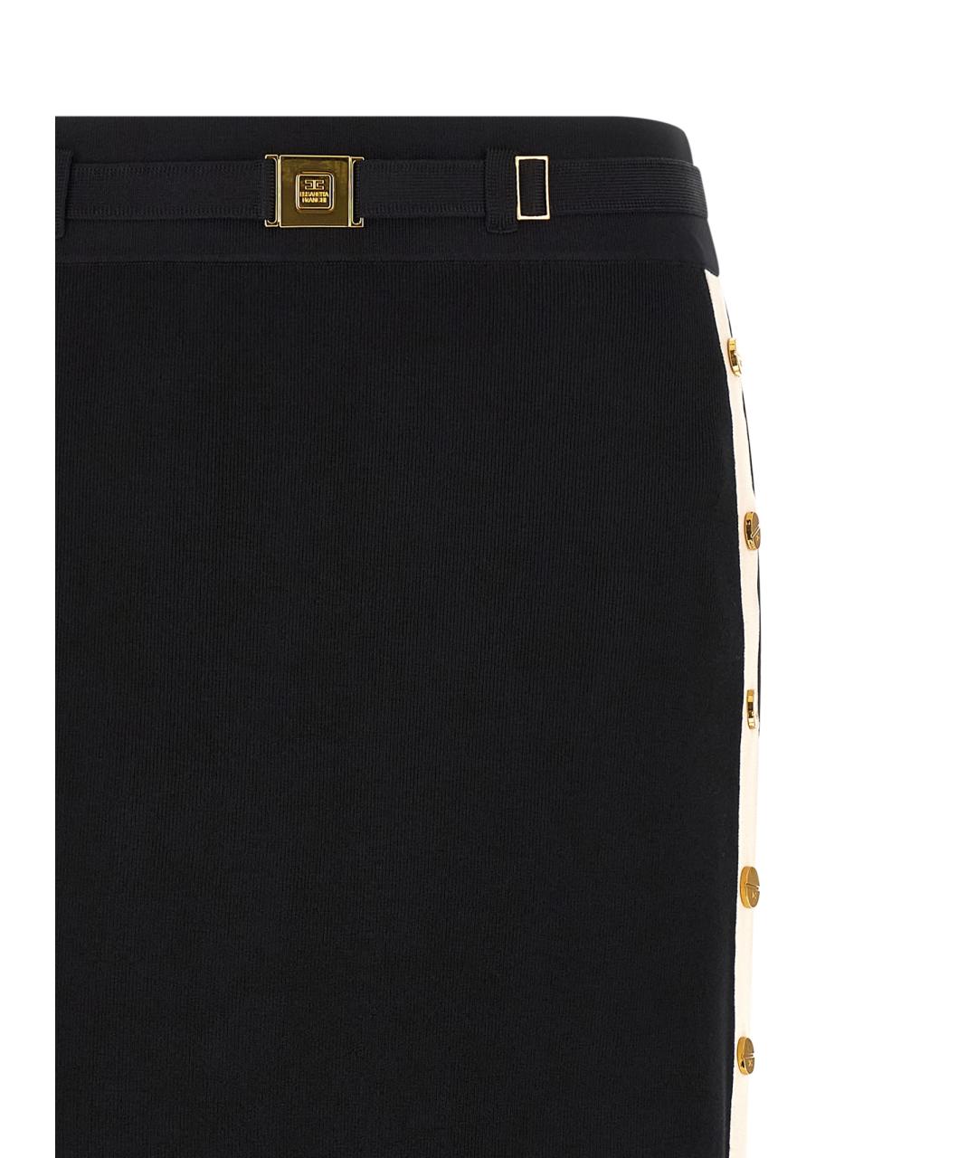 ELISABETTA FRANCHI Черная вискозная юбка миди, фото 4