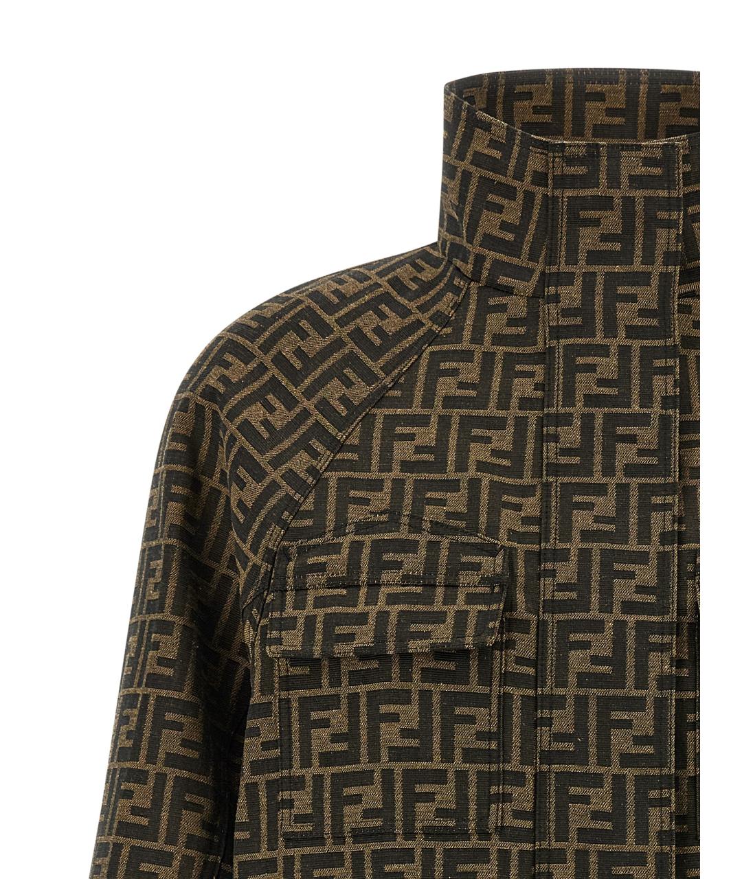 FENDI Коричневая полиэстеровая куртка, фото 3