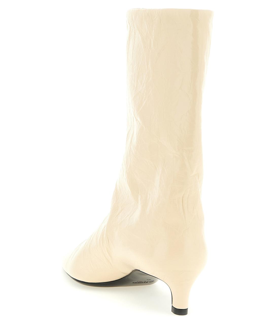 JIL SANDER Бежевые кожаные ботинки, фото 3