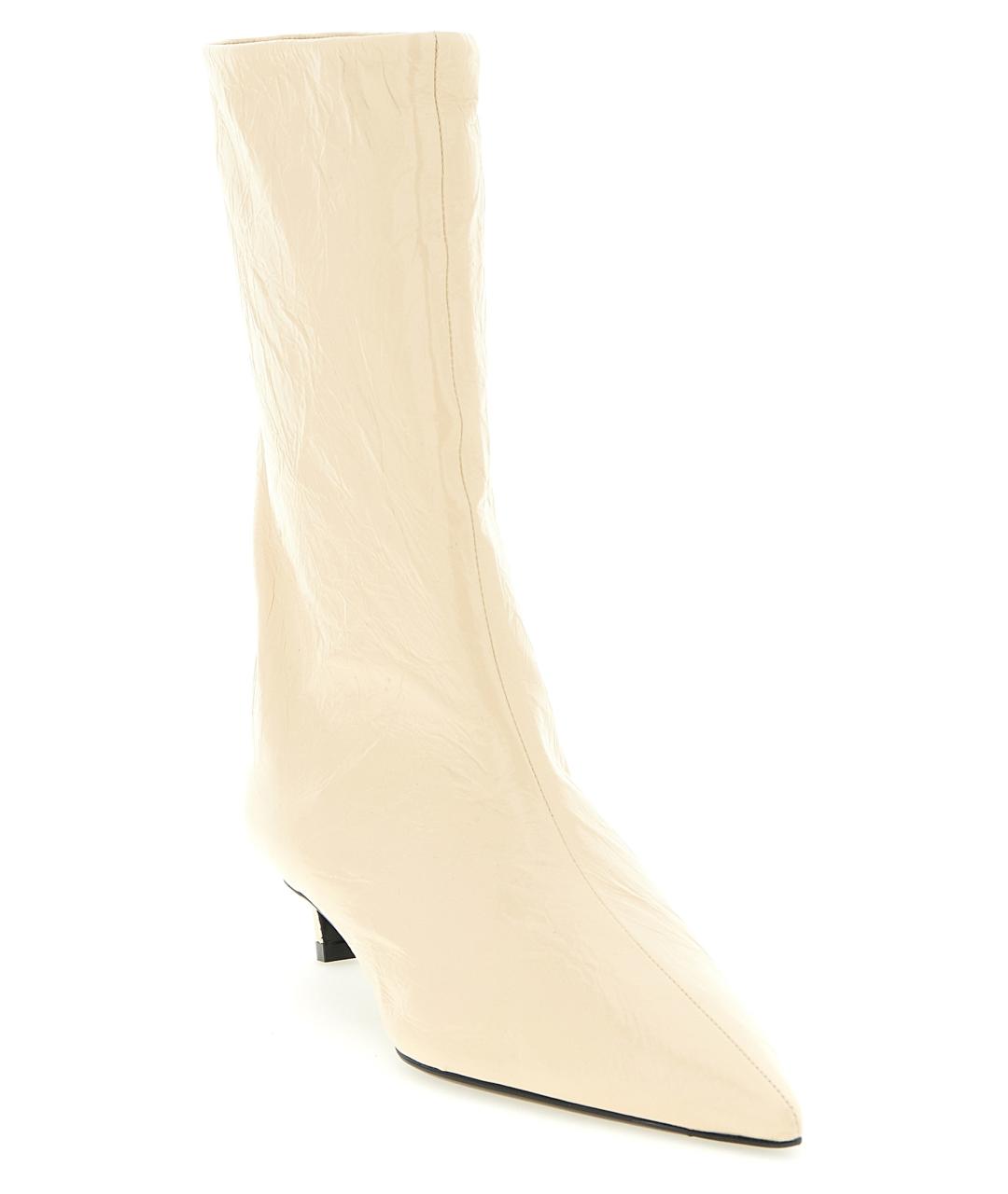 JIL SANDER Бежевые кожаные ботинки, фото 2