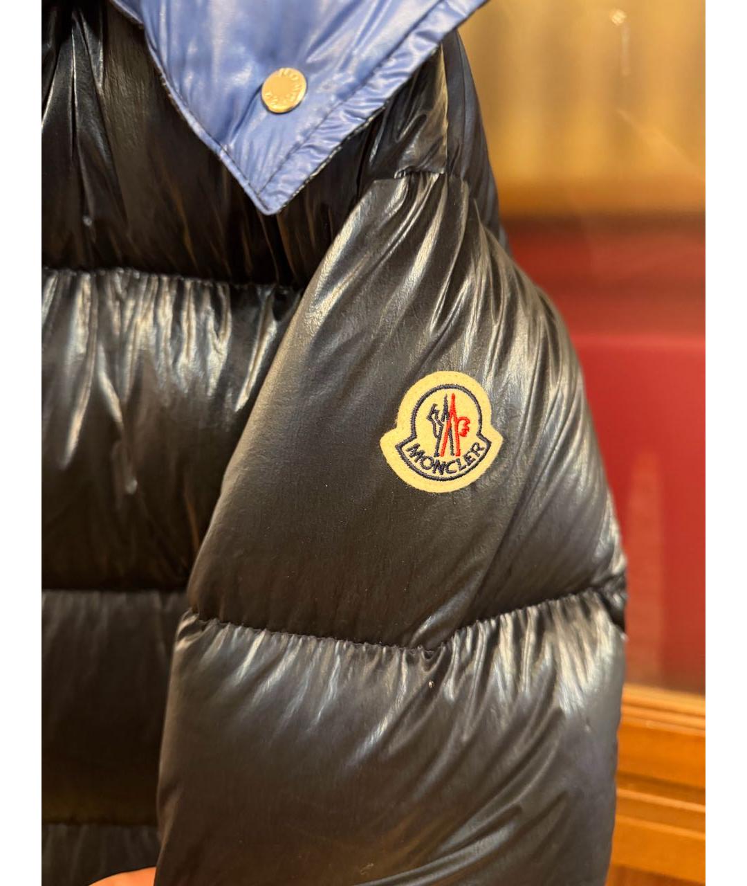 MONCLER Темно-синий полиамидовый пуховик, фото 5