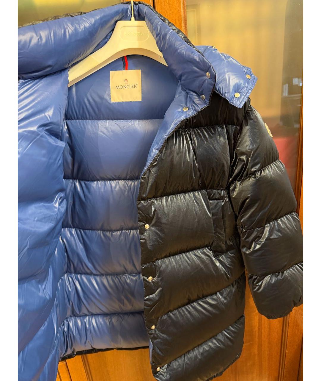 MONCLER Темно-синий полиамидовый пуховик, фото 4