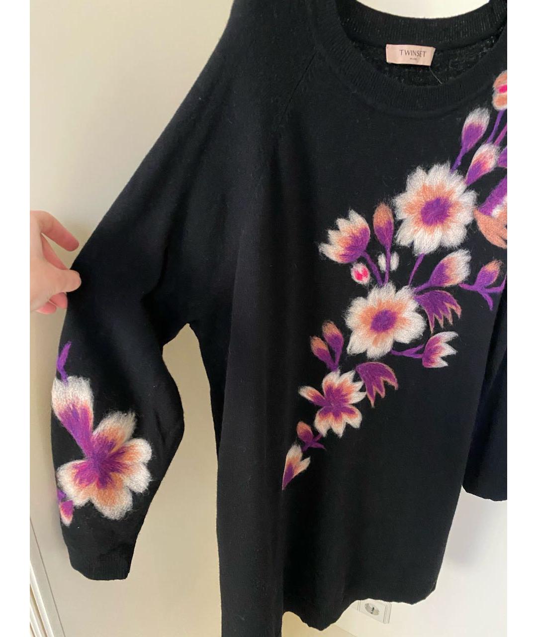 TWIN-SET Черное шерстяное повседневное платье, фото 6