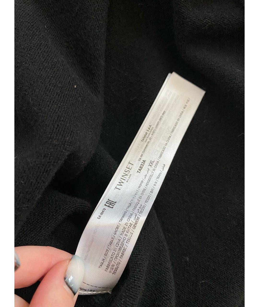 TWIN-SET Черное шерстяное повседневное платье, фото 8