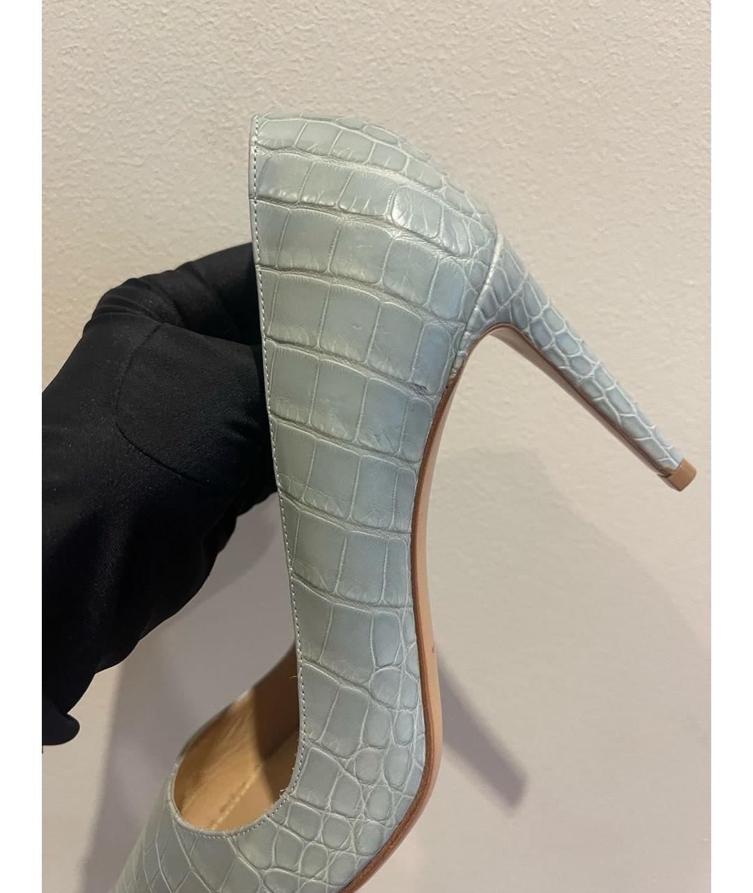 RALPH LAUREN PURPLE LABEL Голубые туфли из экзотической кожи, фото 3