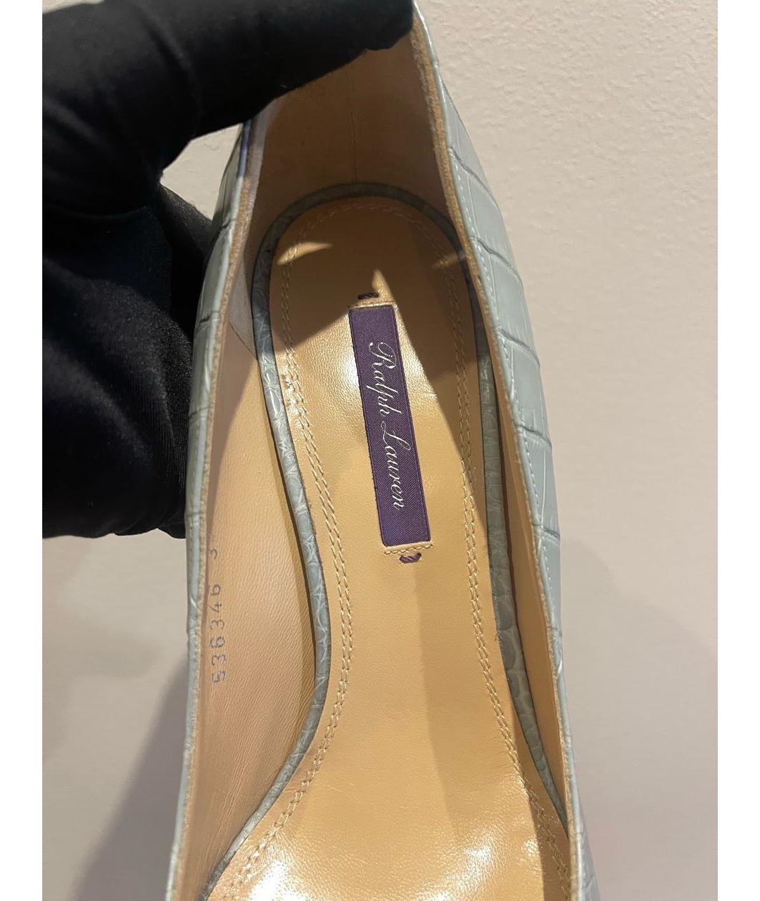 RALPH LAUREN PURPLE LABEL Голубые туфли из экзотической кожи, фото 4