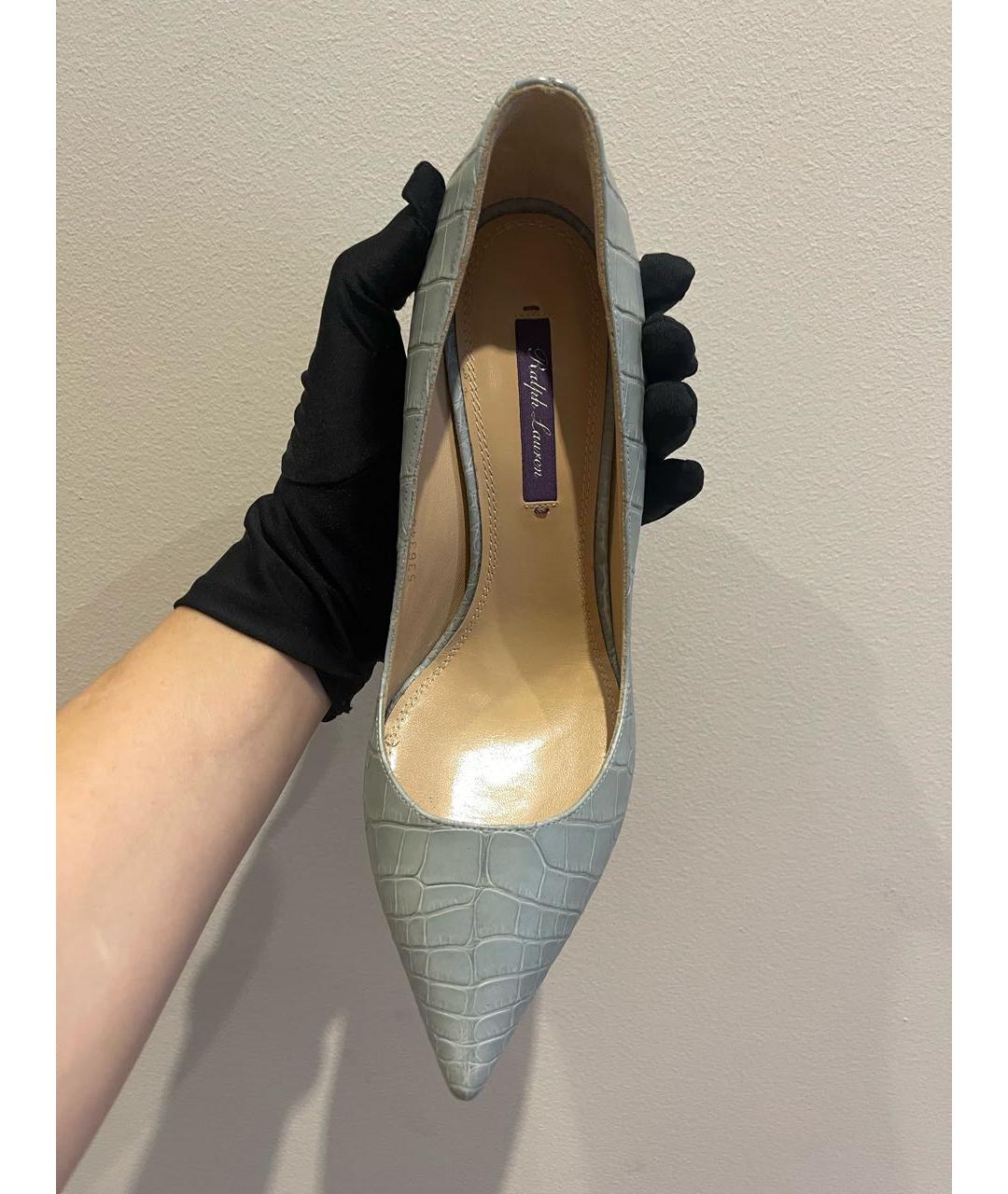 RALPH LAUREN PURPLE LABEL Голубые туфли из экзотической кожи, фото 6