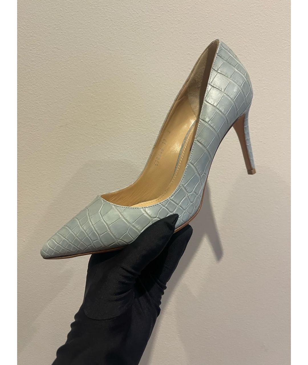 RALPH LAUREN PURPLE LABEL Голубые туфли из экзотической кожи, фото 5