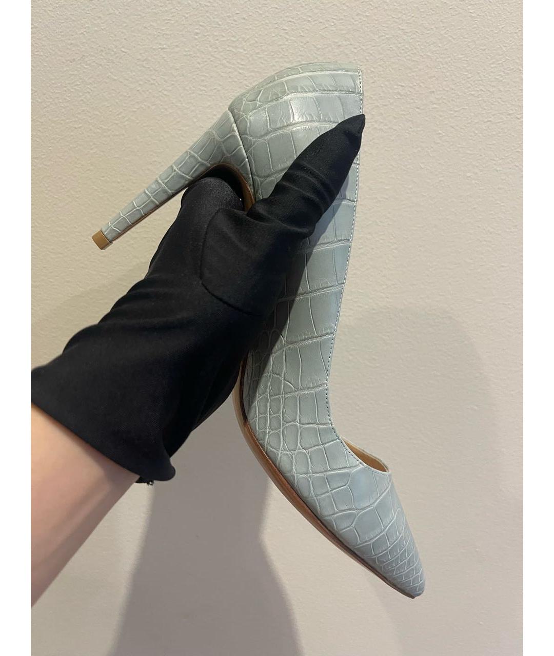 RALPH LAUREN PURPLE LABEL Голубые туфли из экзотической кожи, фото 2