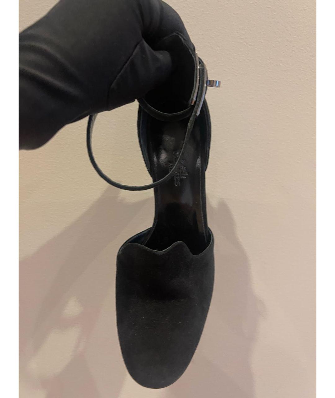 HERMES Черные замшевые туфли, фото 3