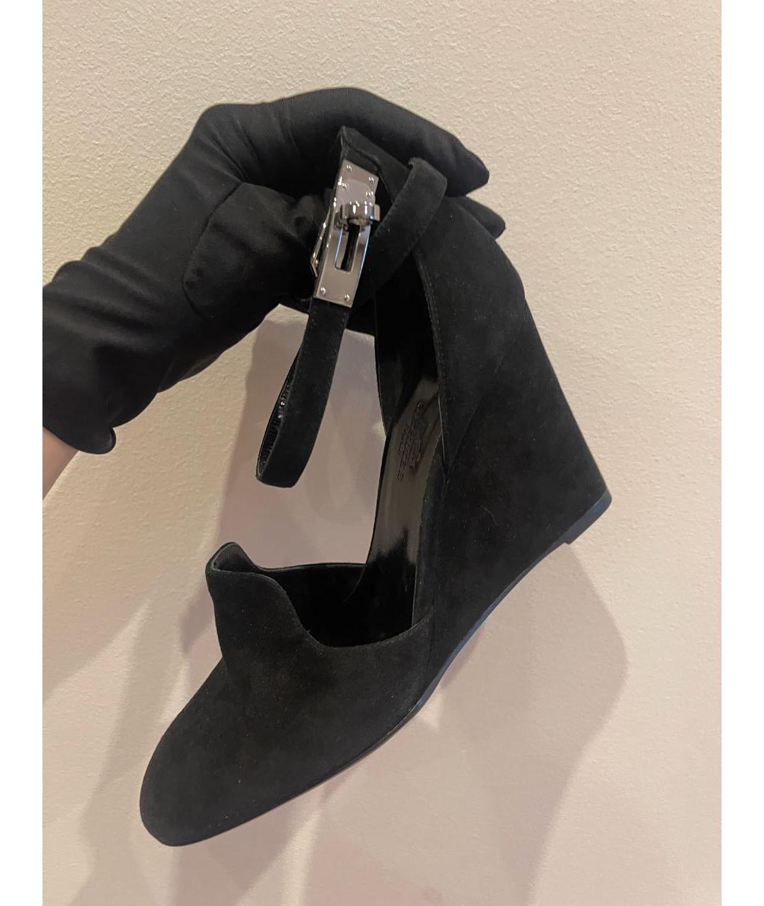 HERMES Черные замшевые туфли, фото 4