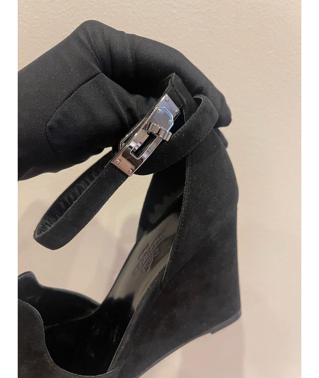 HERMES Черные замшевые туфли, фото 2