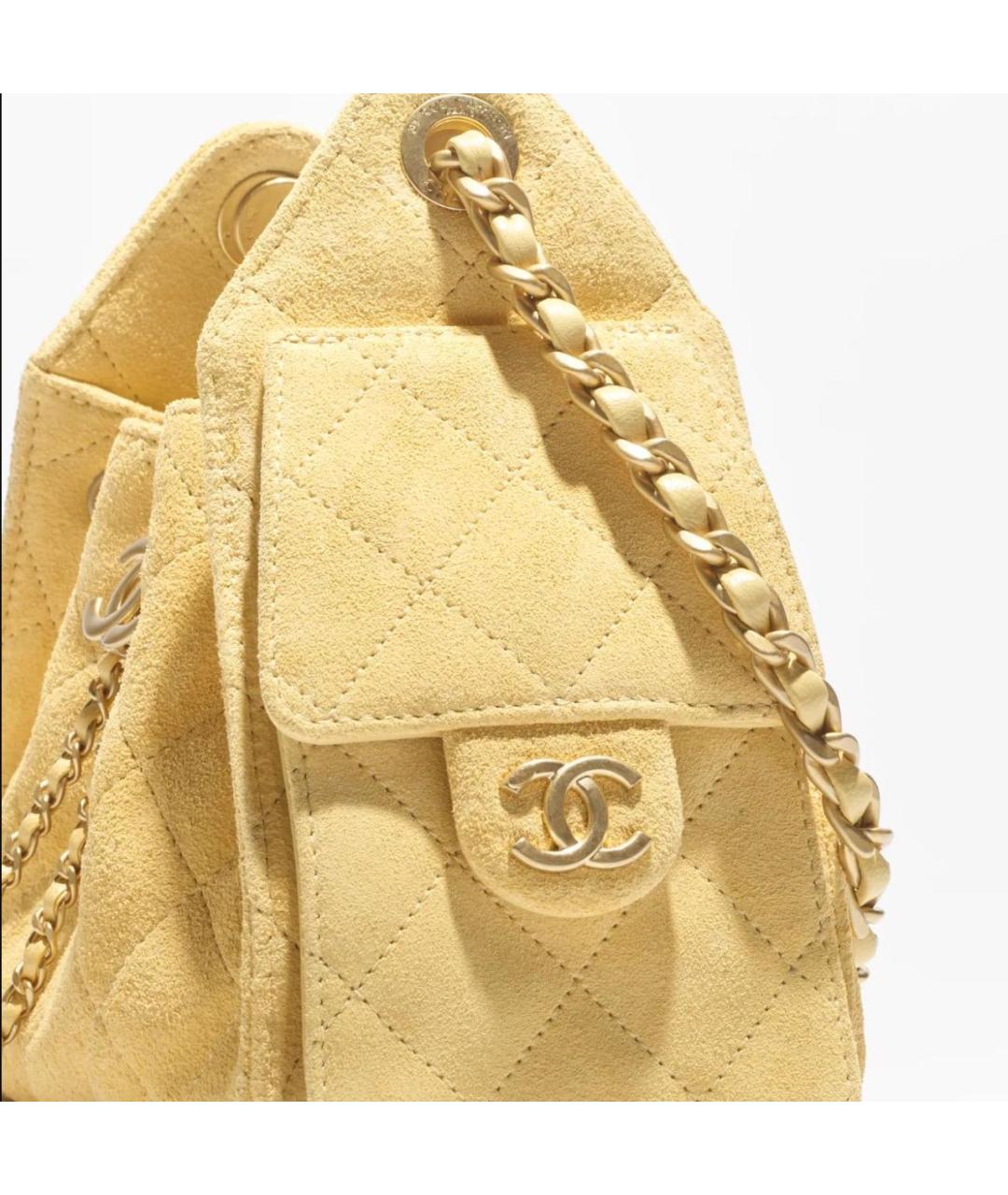 CHANEL Желтая замшевая сумка тоут, фото 4