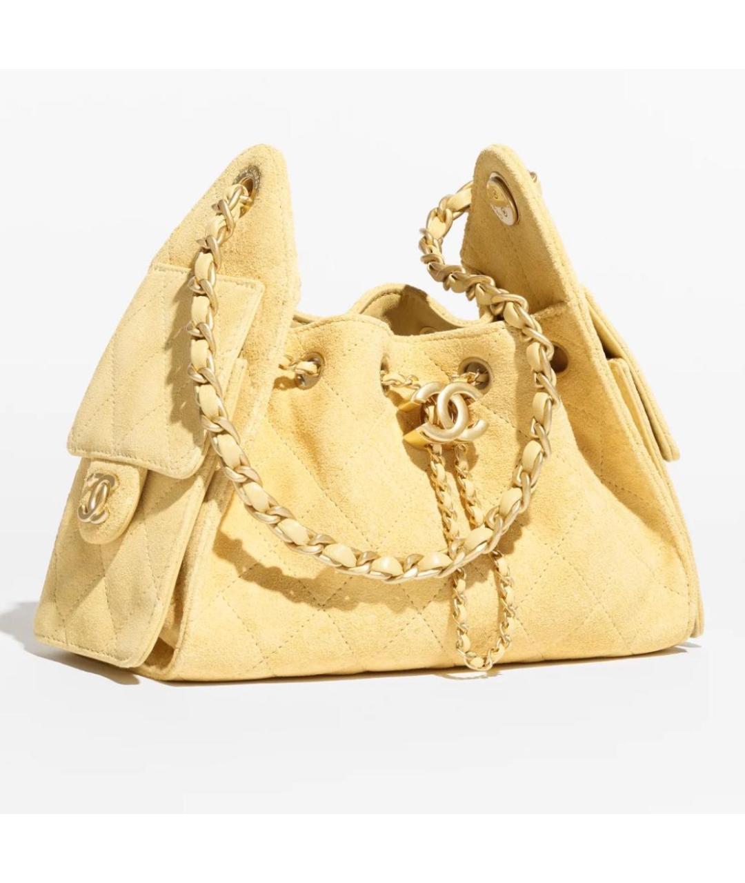 CHANEL Желтая замшевая сумка тоут, фото 2