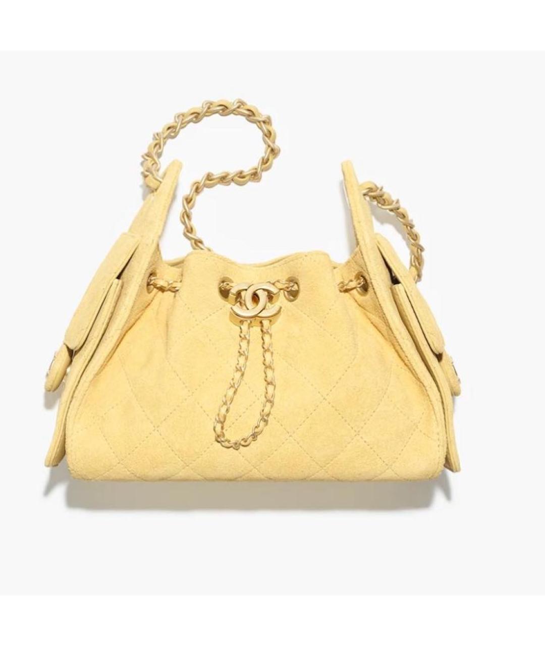 CHANEL Желтая замшевая сумка тоут, фото 5