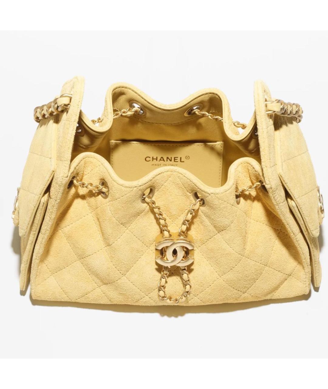 CHANEL Желтая замшевая сумка тоут, фото 3