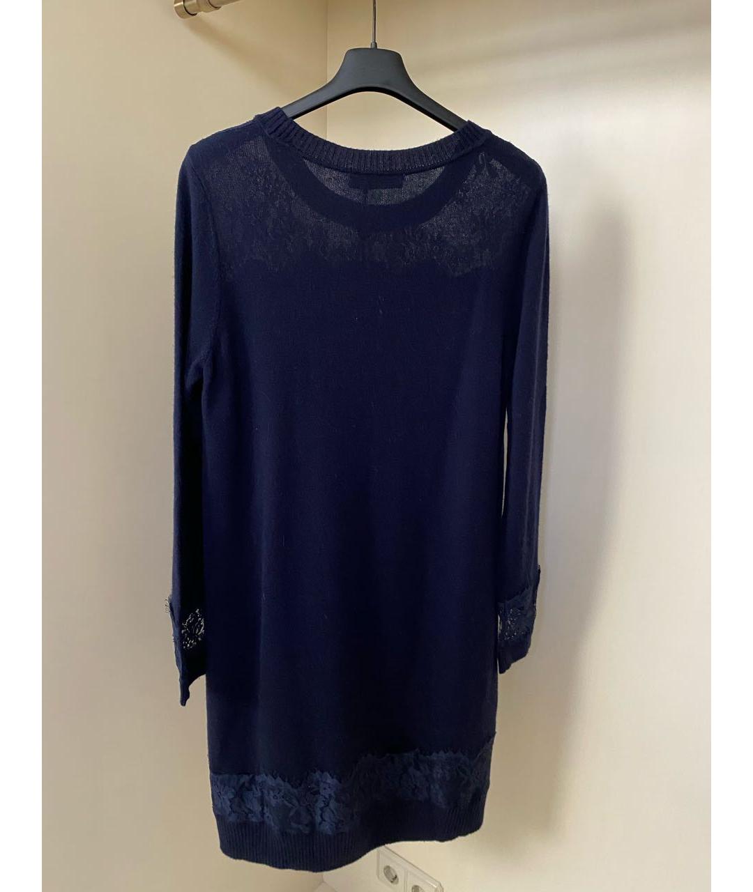 TWIN-SET Темно-синее шерстяное повседневное платье, фото 5