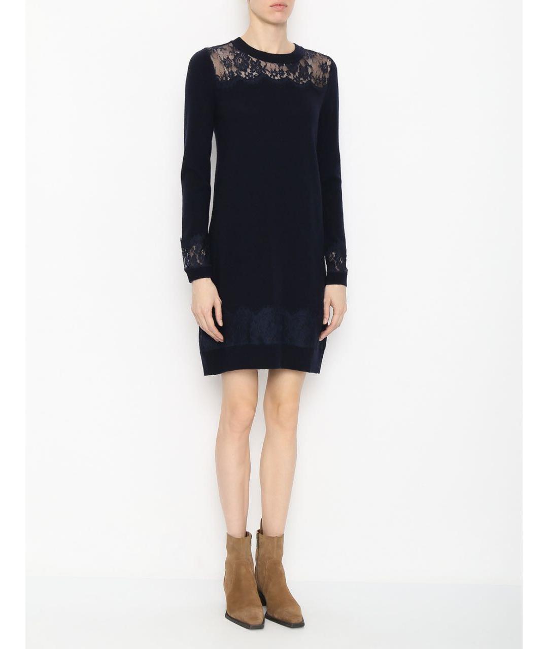 TWIN-SET Темно-синее шерстяное повседневное платье, фото 7