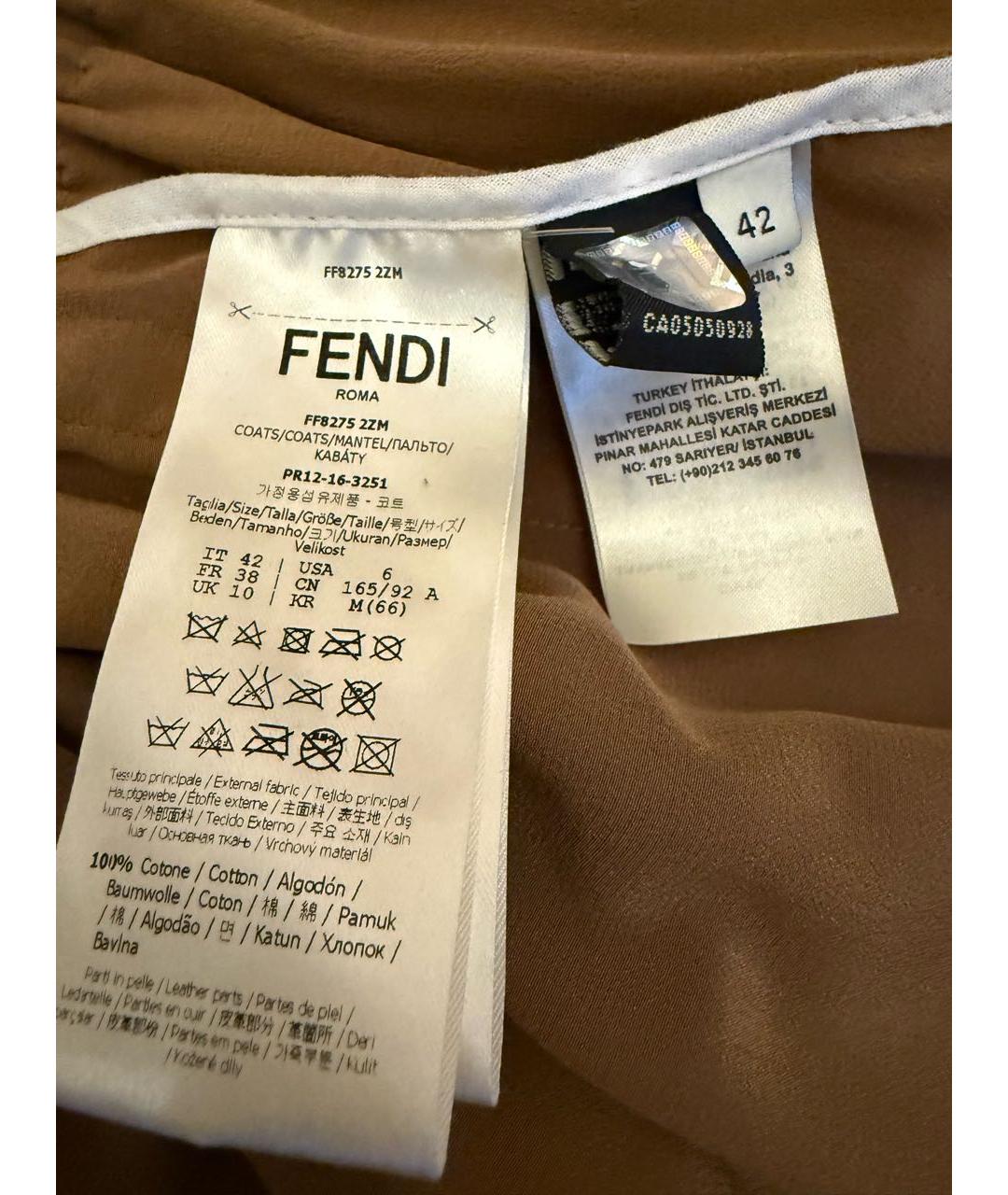 FENDI Коричневая хлопковая куртка, фото 2