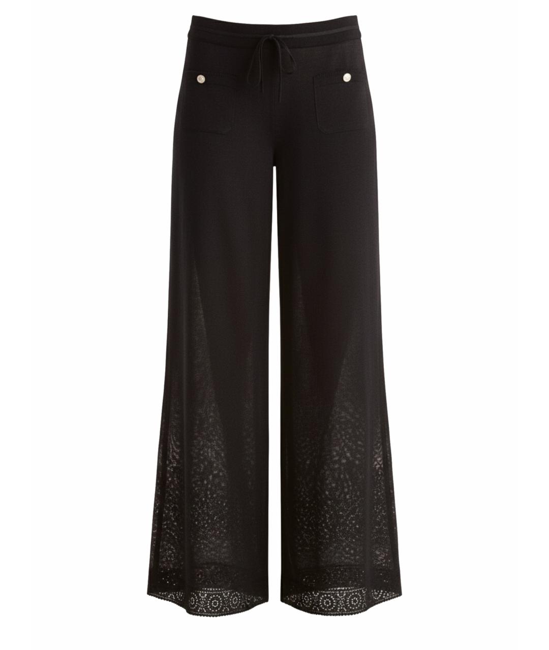 CHANEL Черные шелковые брюки широкие, фото 1