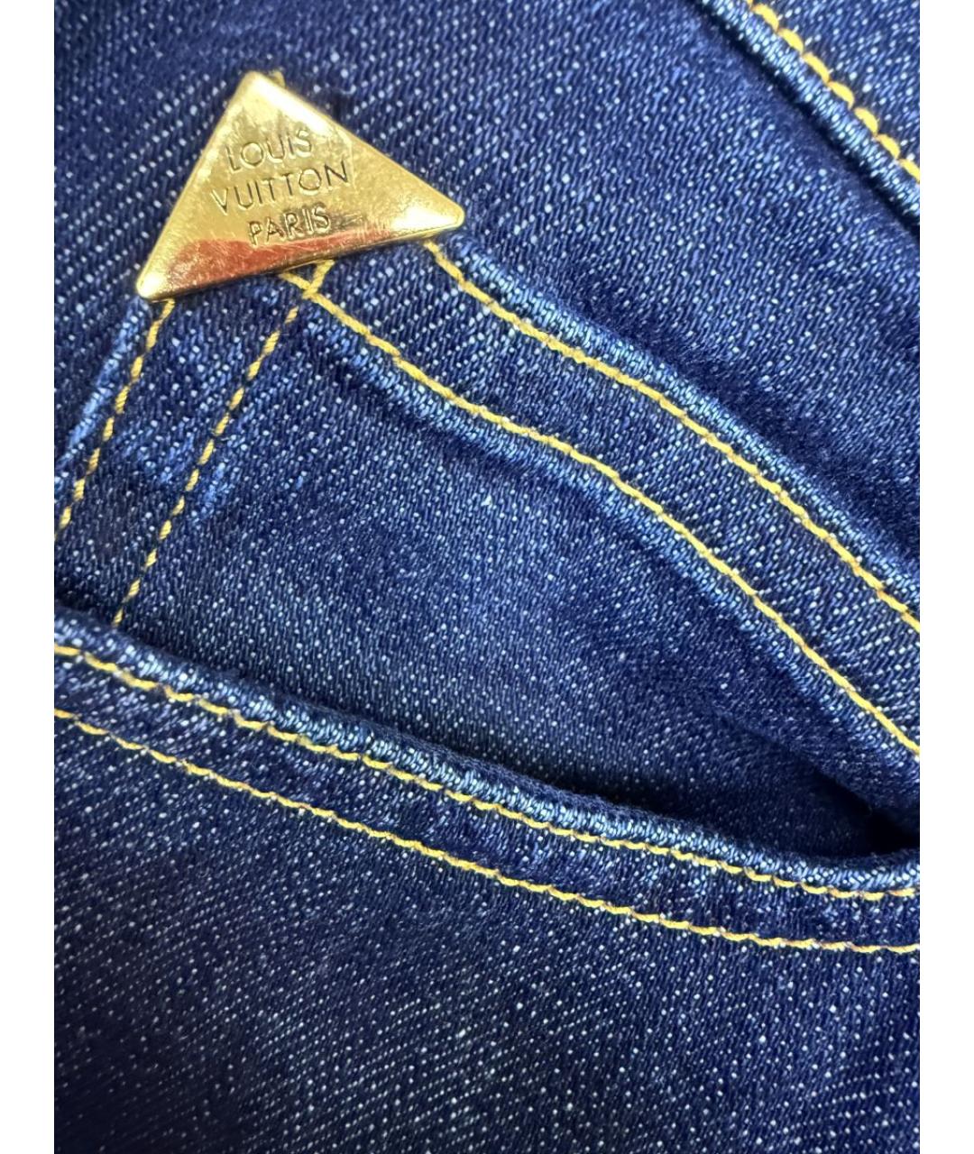 LOUIS VUITTON Темно-синие хлопко-эластановые прямые джинсы, фото 4