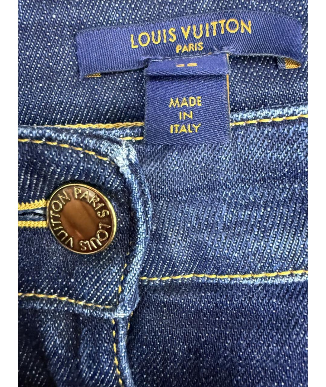 LOUIS VUITTON Темно-синие хлопко-эластановые прямые джинсы, фото 3