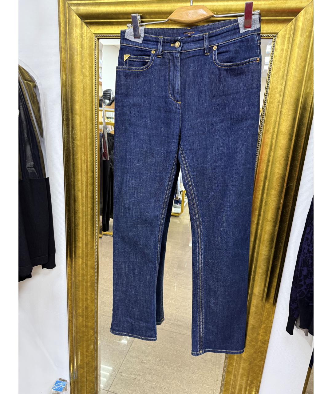 LOUIS VUITTON Темно-синие хлопко-эластановые прямые джинсы, фото 10