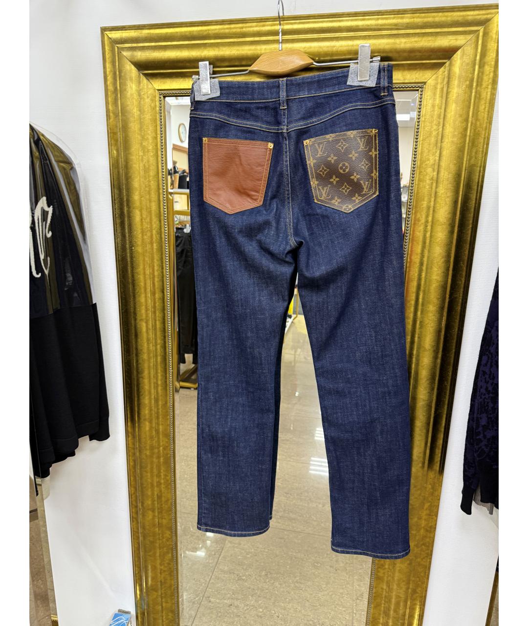 LOUIS VUITTON Темно-синие хлопко-эластановые прямые джинсы, фото 2
