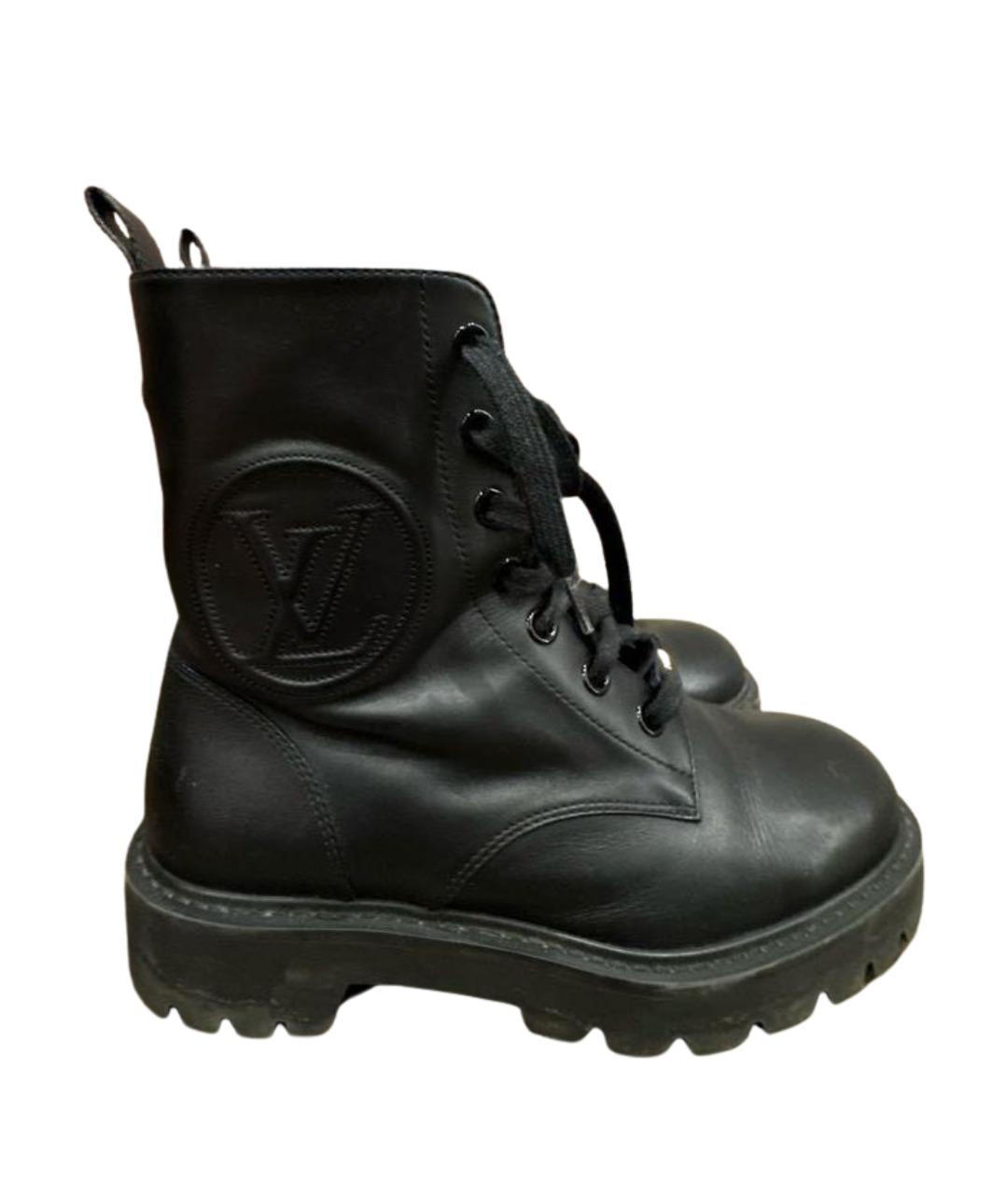 LOUIS VUITTON Черные кожаные ботинки, фото 1