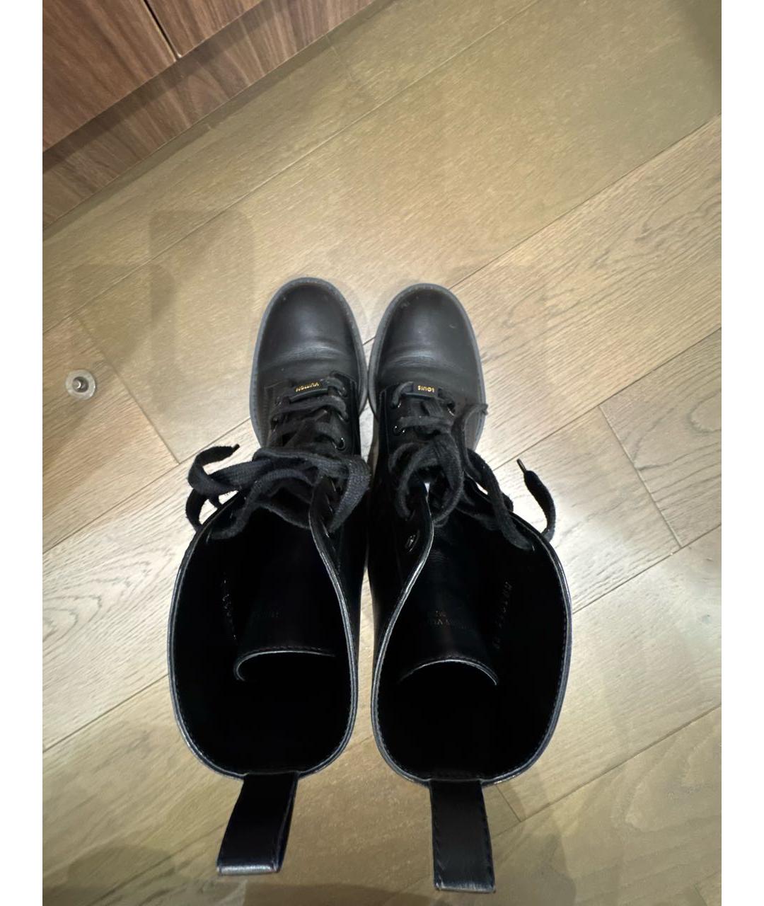 LOUIS VUITTON Черные кожаные ботинки, фото 3