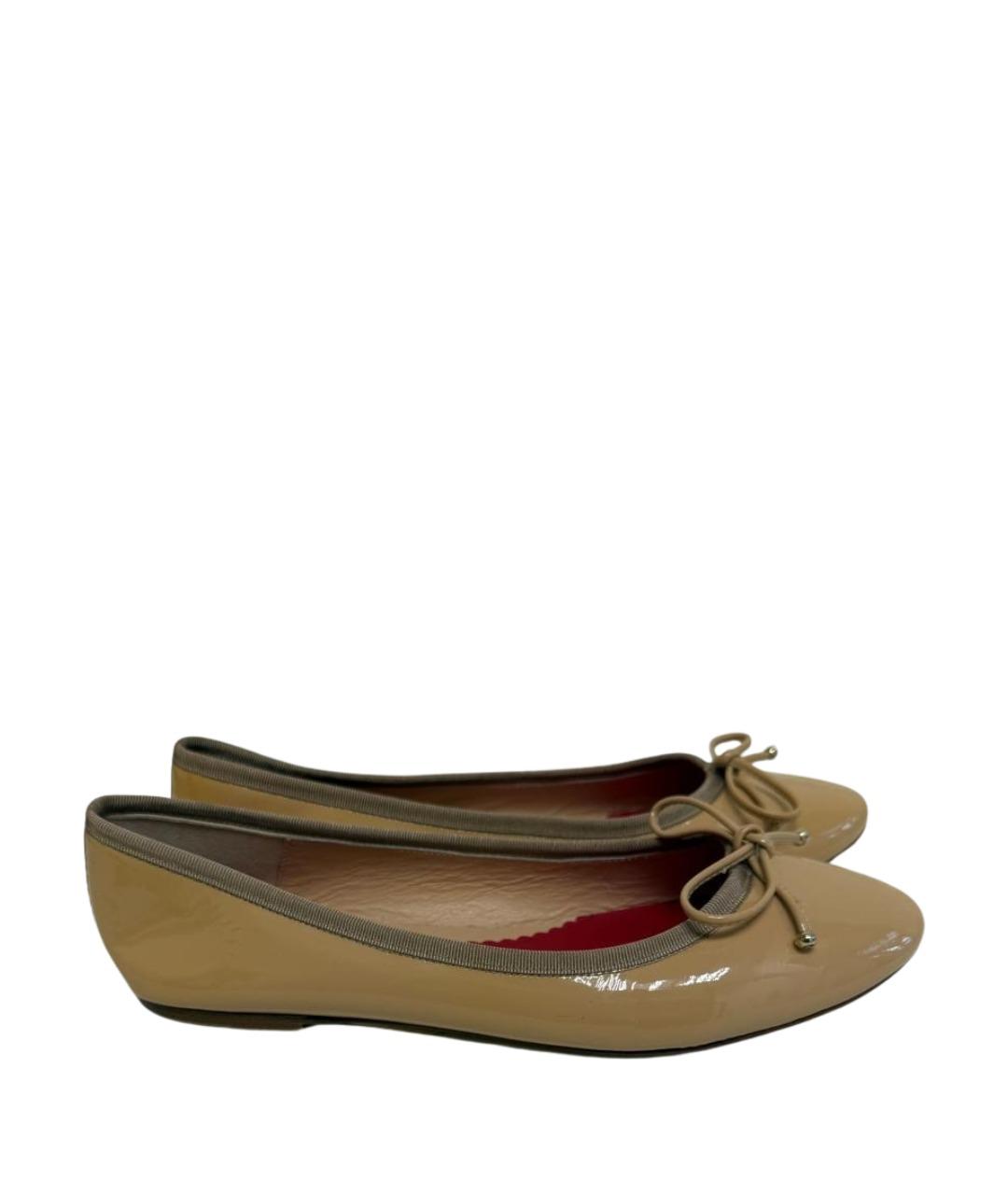 CAROLINA HERRERA Бежевые балетки из лакированной кожи, фото 1