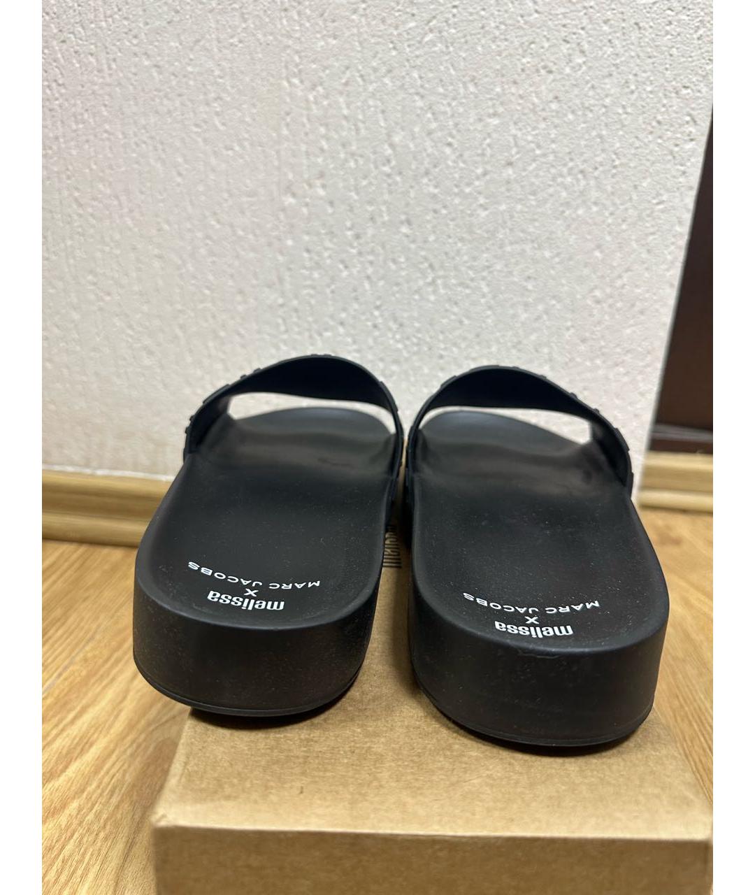 MARC JACOBS Черные резиновые шлепанцы, фото 4