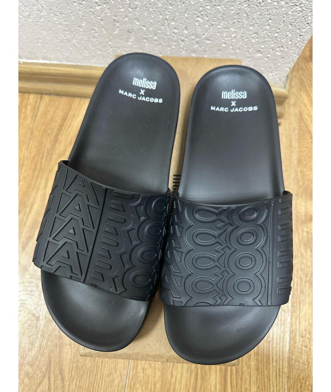 MARC JACOBS Черные резиновые шлепанцы, фото 3