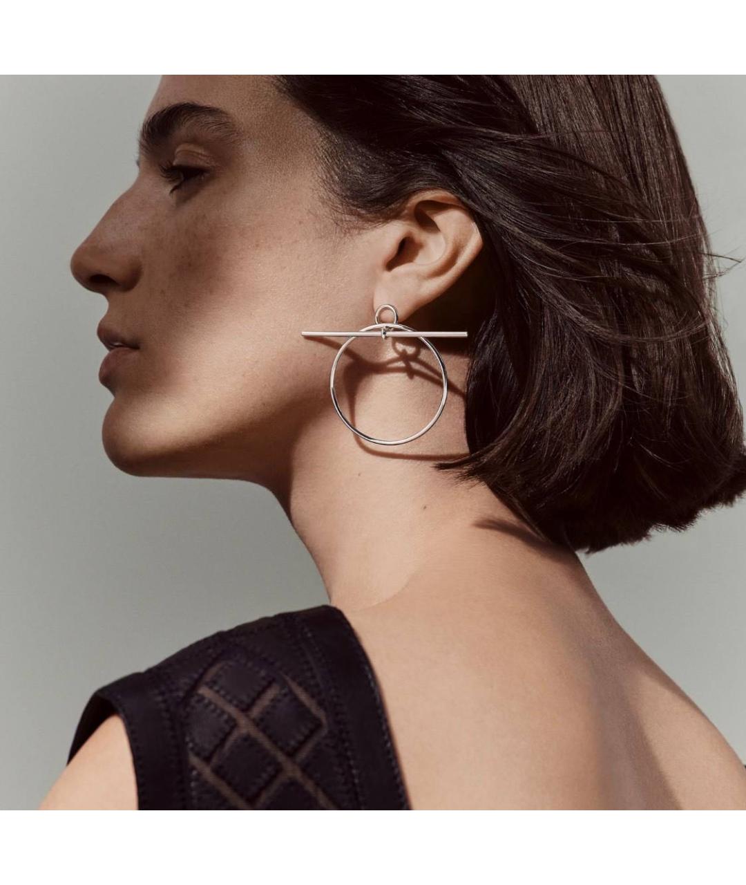 HERMES Белые серебряные серьги, фото 3