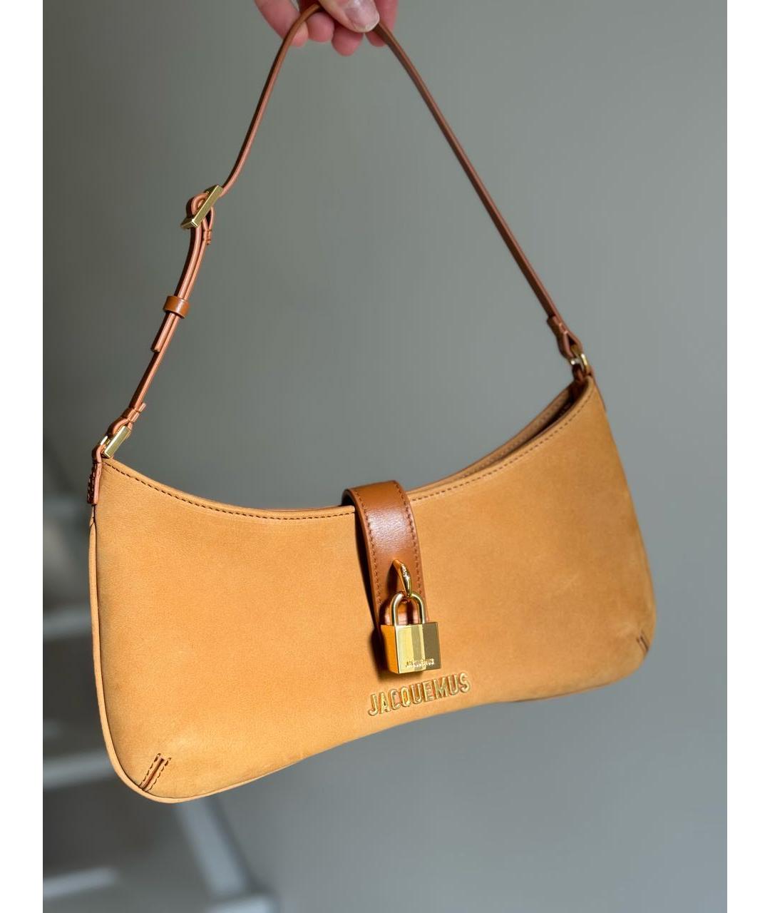 JACQUEMUS Оранжевая кожаная сумка с короткими ручками, фото 7