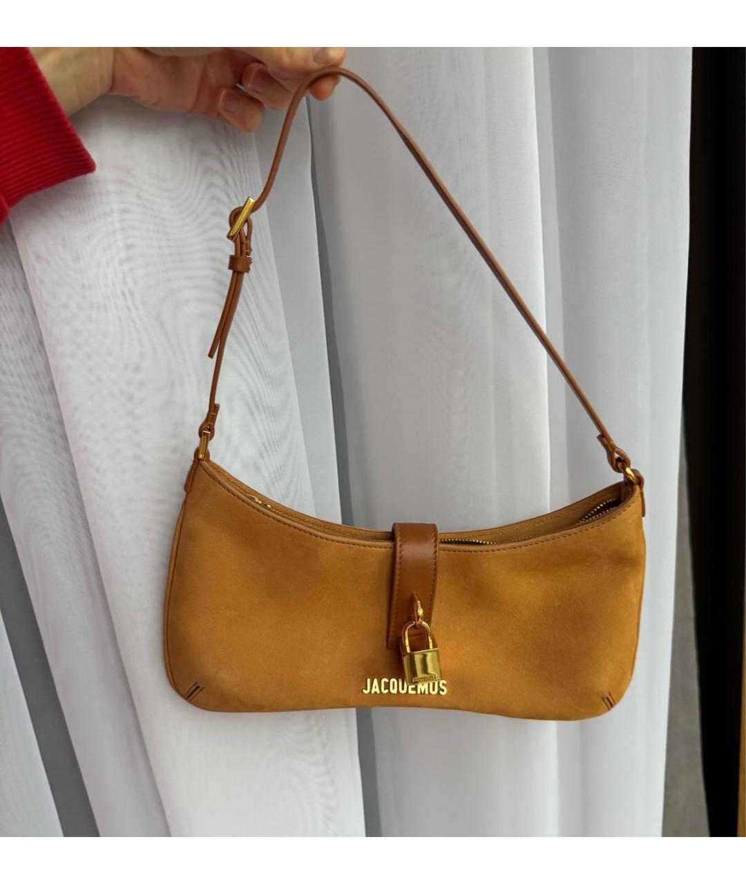 JACQUEMUS Оранжевая кожаная сумка с короткими ручками, фото 2