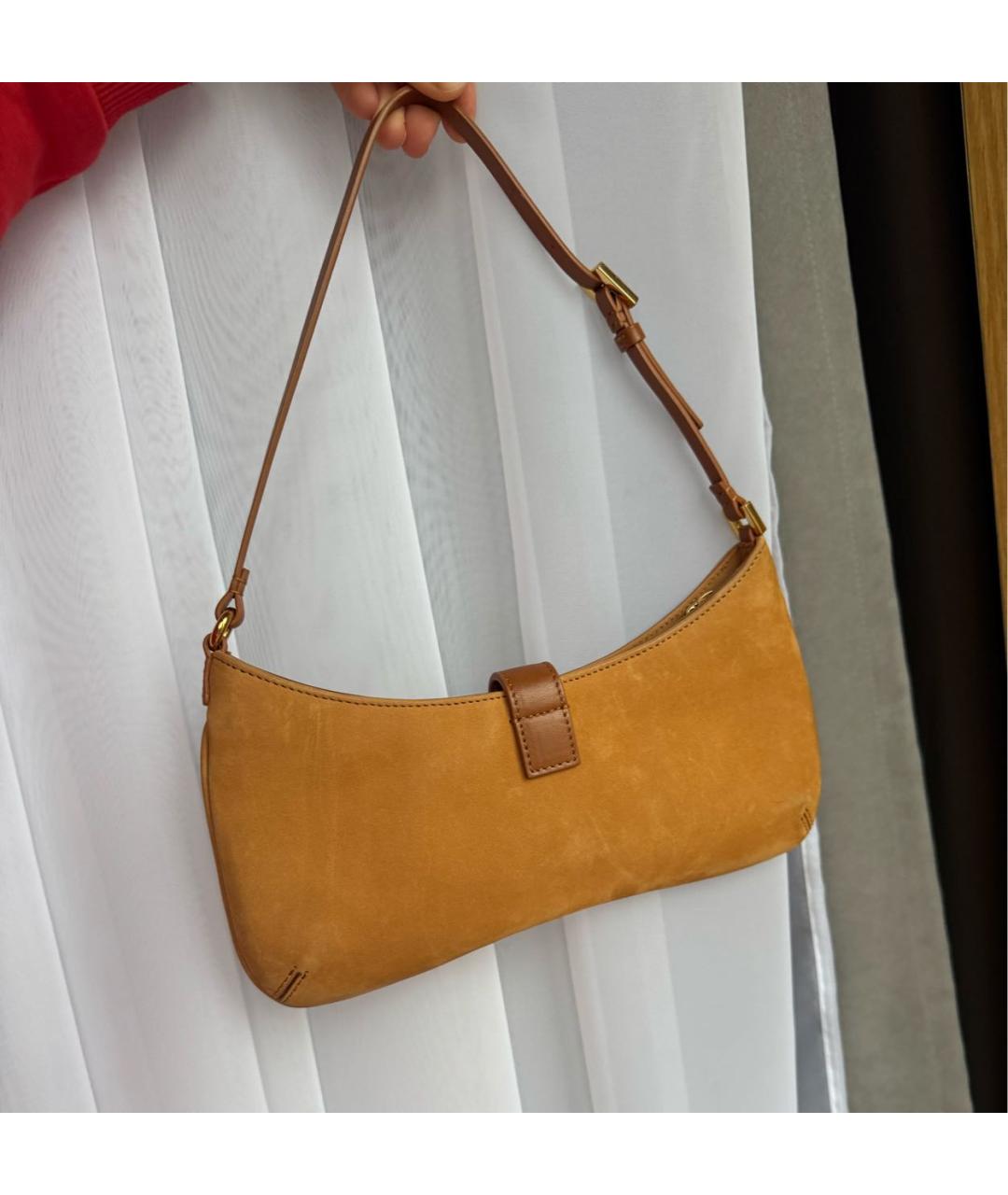 JACQUEMUS Оранжевая кожаная сумка с короткими ручками, фото 6