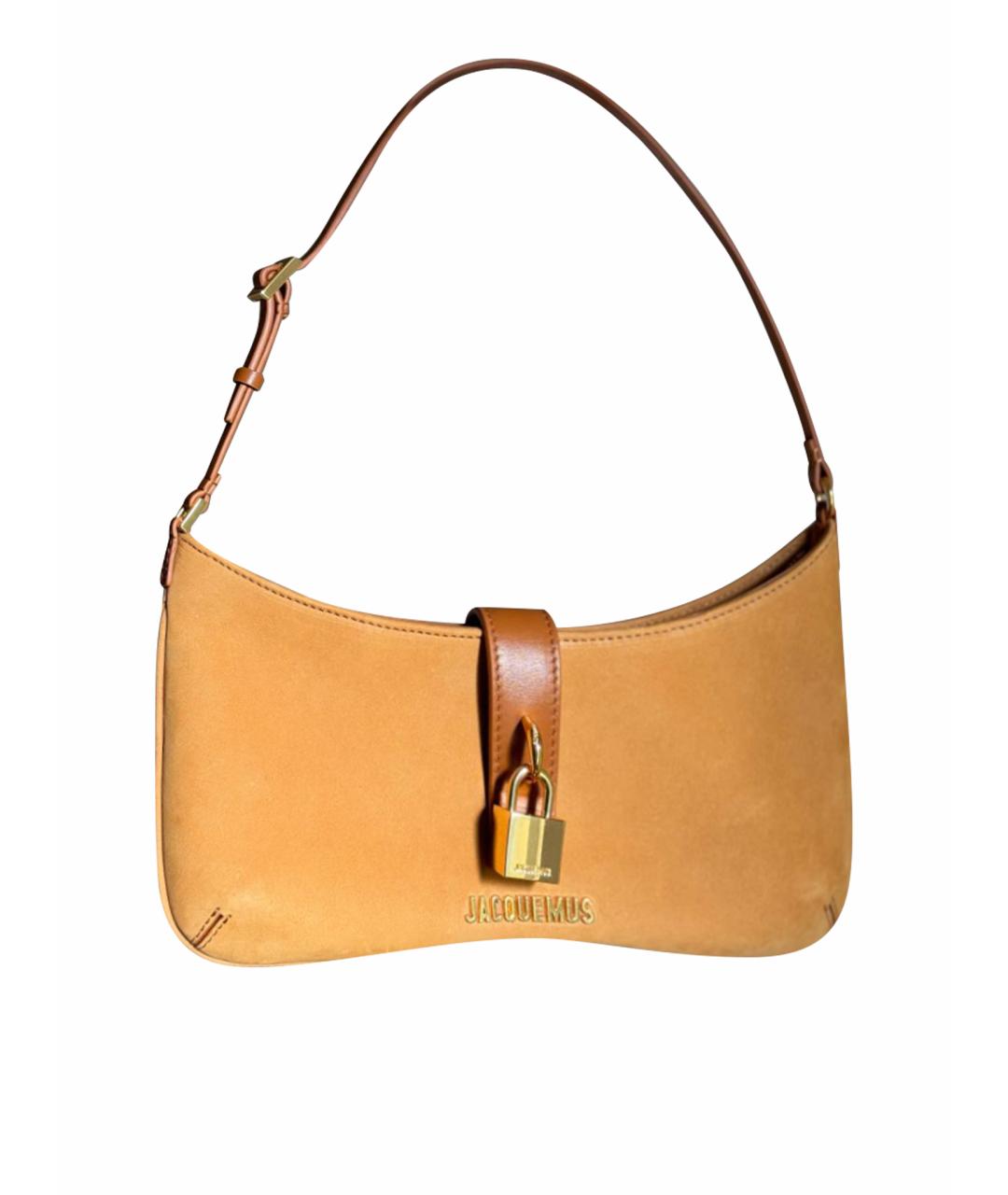 JACQUEMUS Оранжевая кожаная сумка с короткими ручками, фото 1
