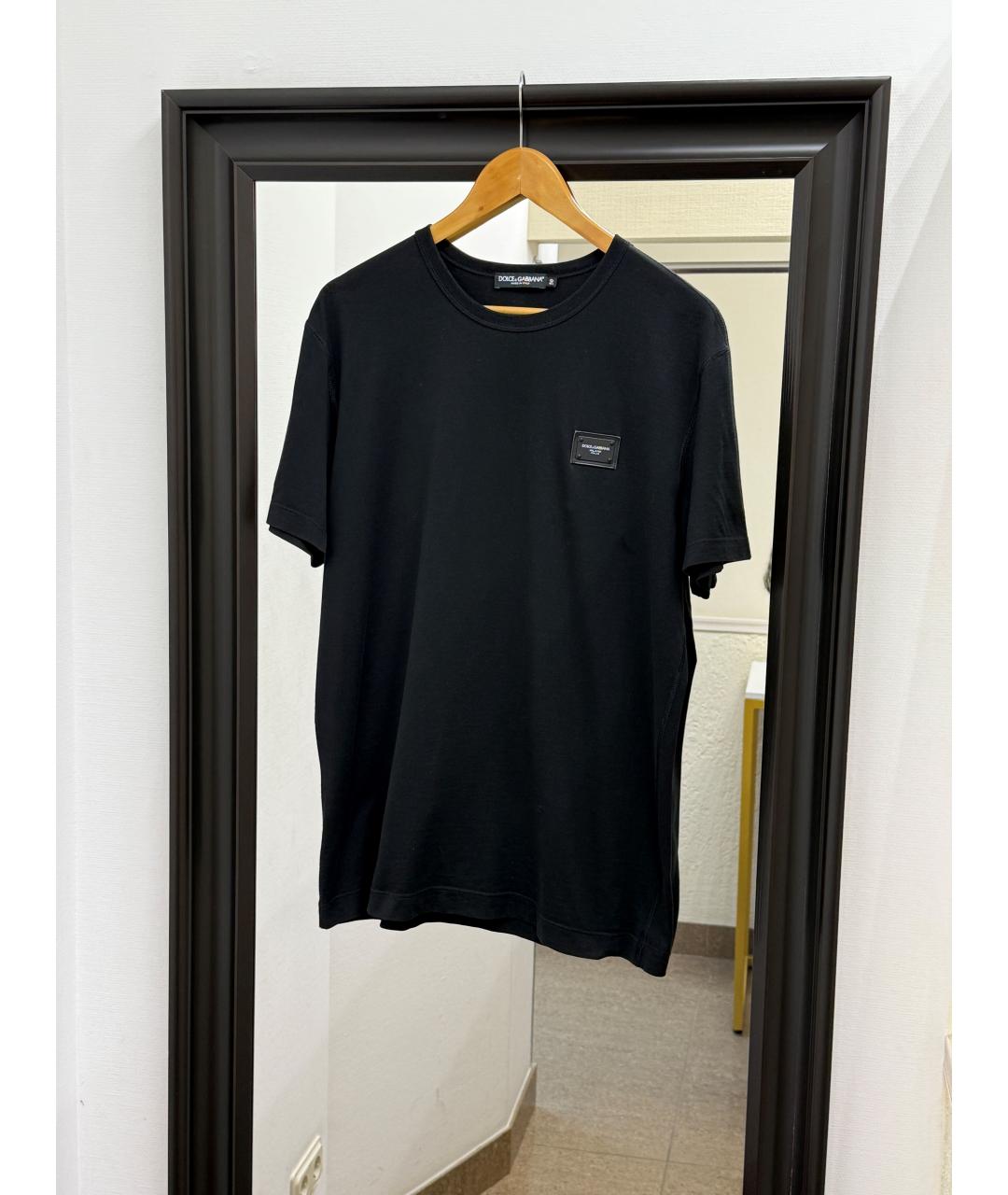 DOLCE&GABBANA Черная хлопковая футболка, фото 2