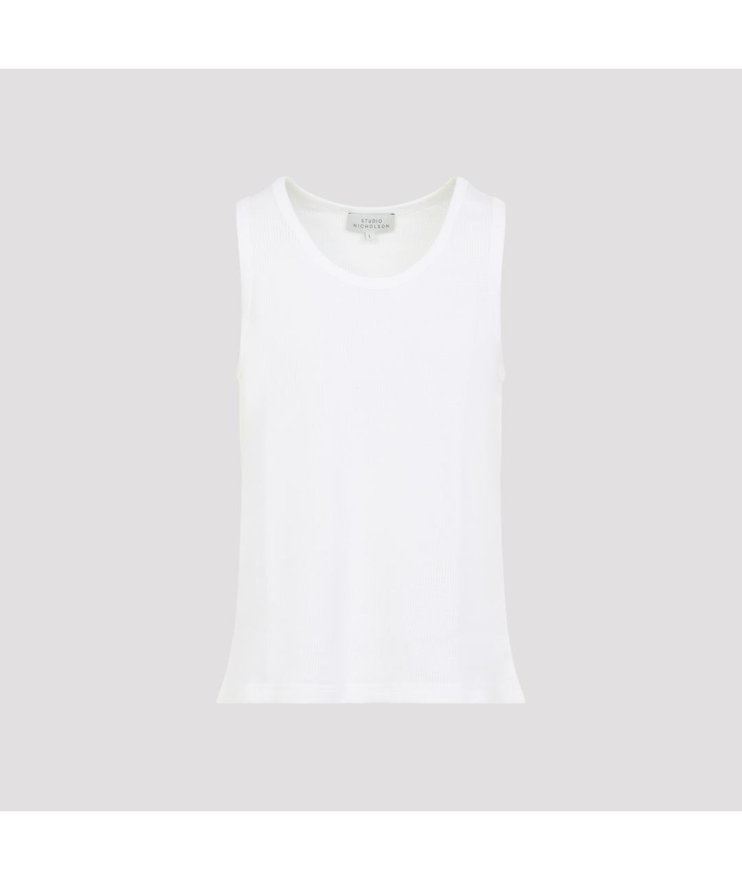 STUDIO NICHOLSON Белая хлопковая майка, фото 2