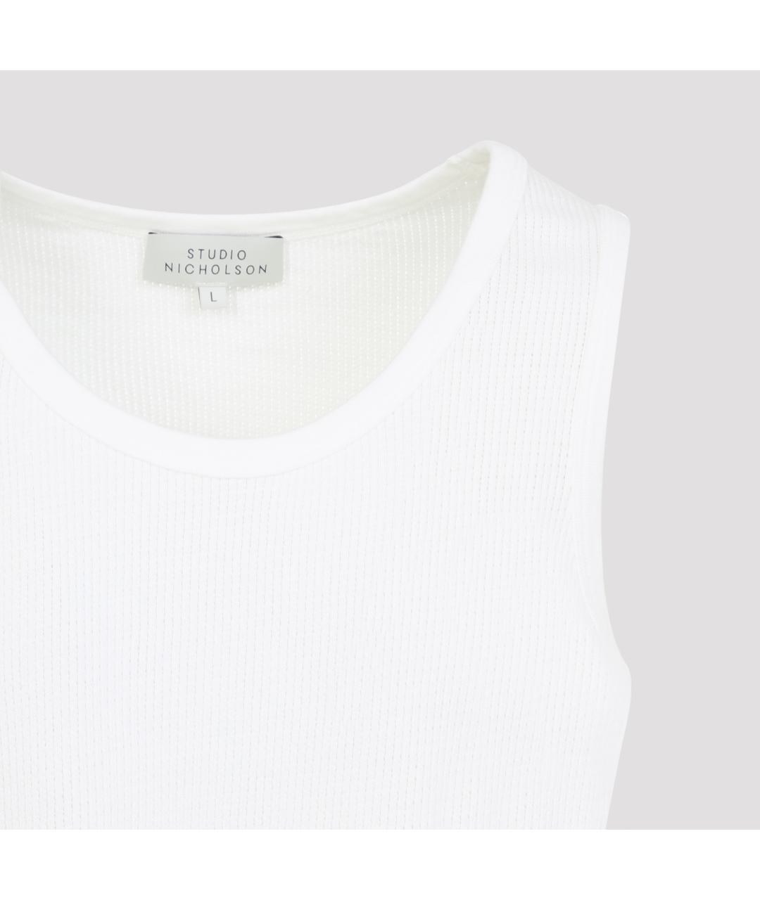STUDIO NICHOLSON Белая хлопковая майка, фото 5