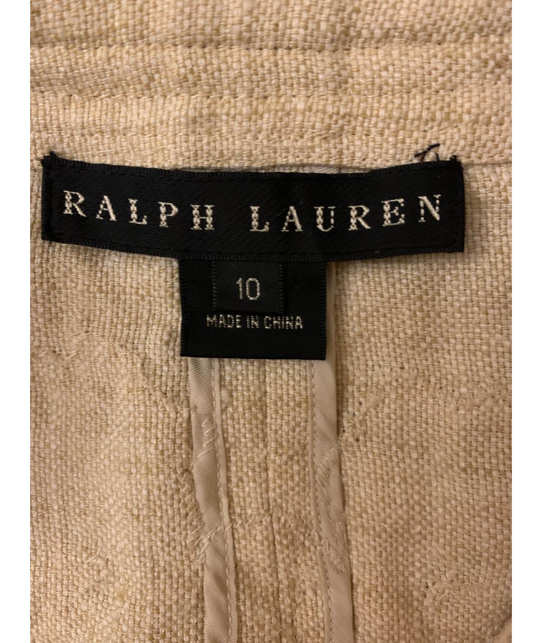 RALPH LAUREN Бежевый льняной жакет/пиджак, фото 3