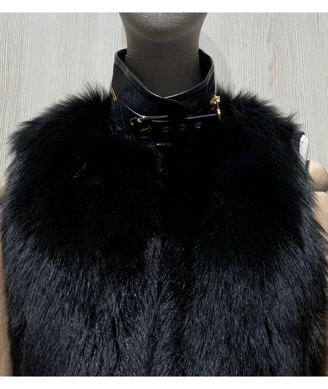 FERRAGAMO Черный меховой жилет, фото 3