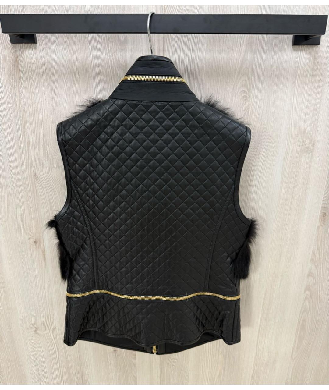 FERRAGAMO Черный меховой жилет, фото 5
