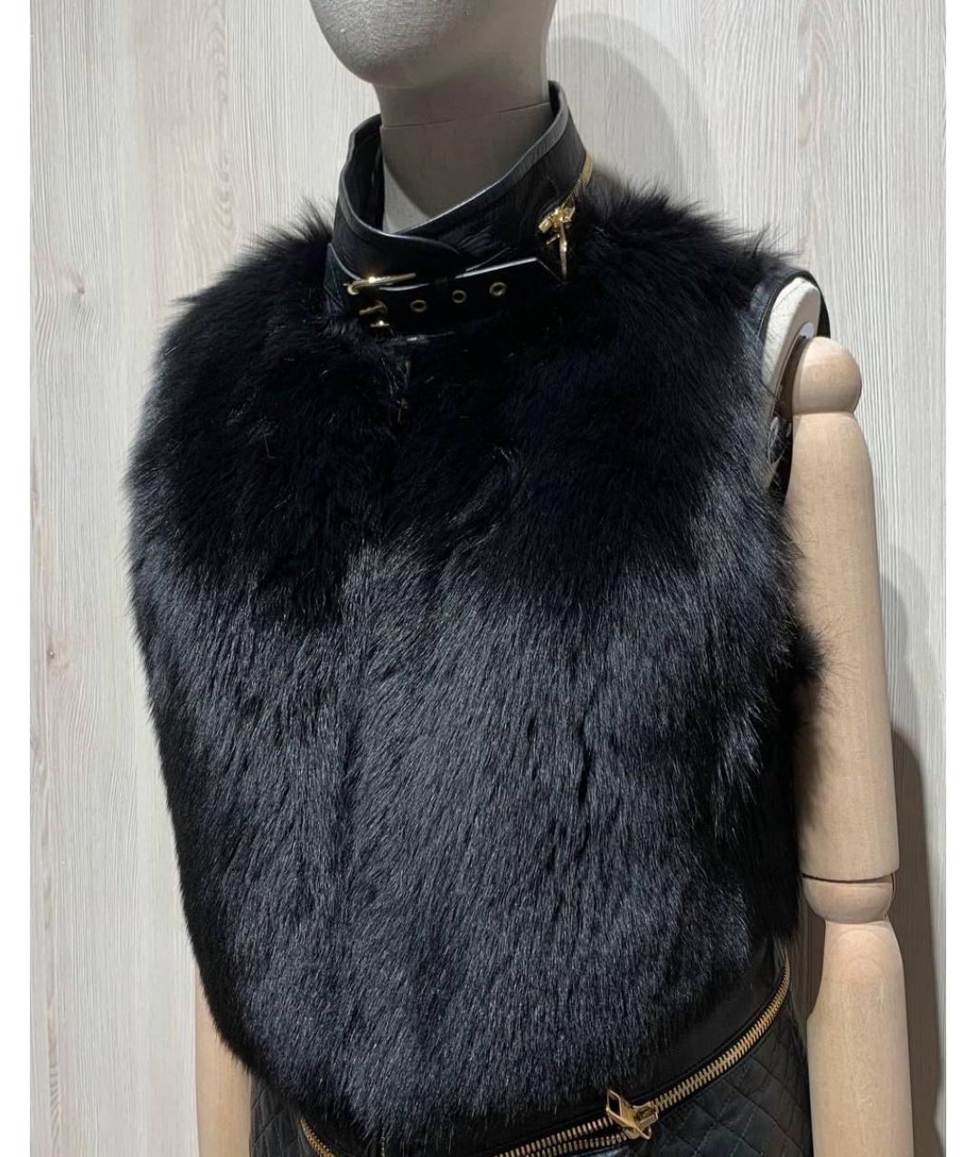 FERRAGAMO Черный меховой жилет, фото 4