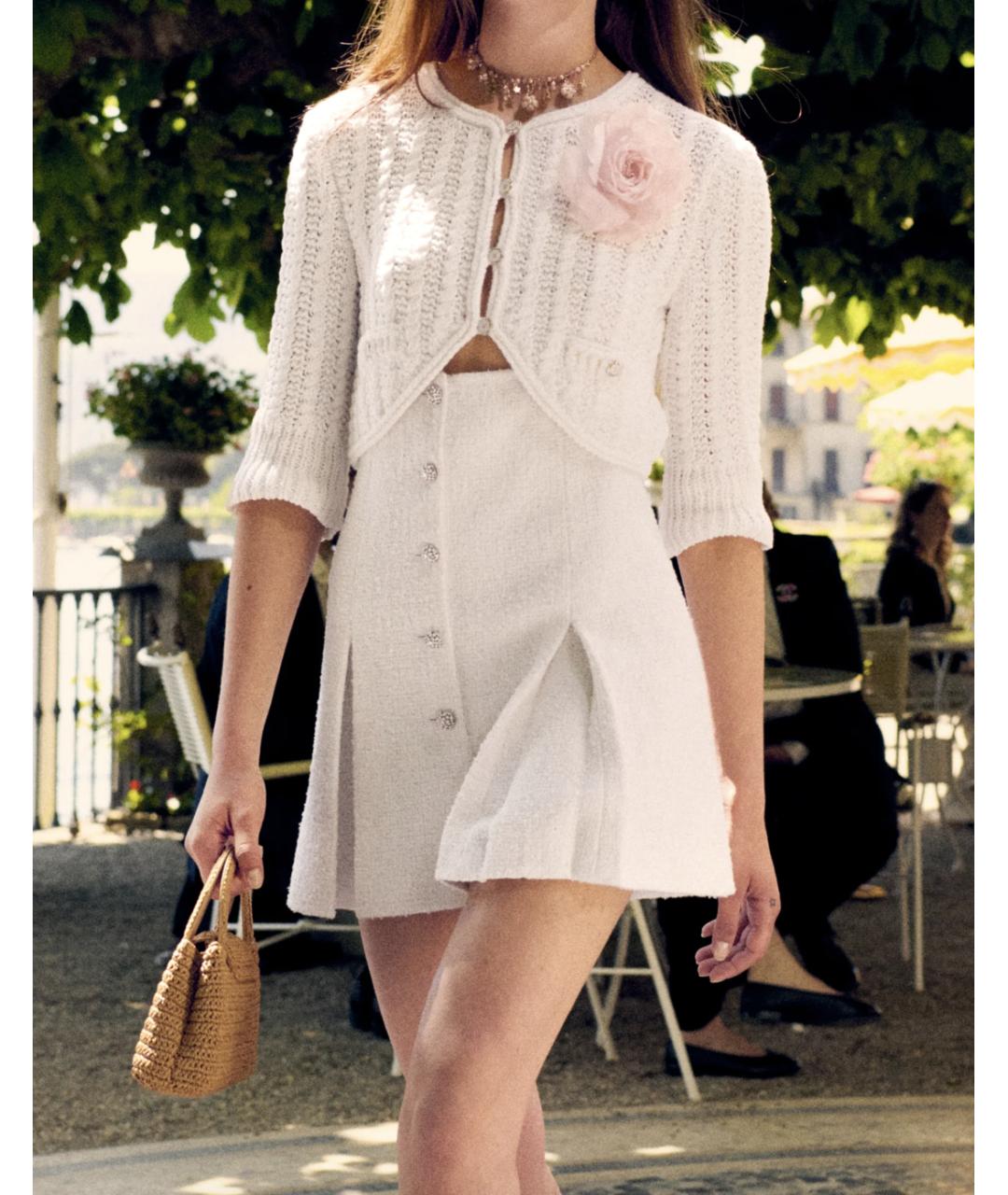 CHANEL Белая хлопковая юбка-шорты, фото 3