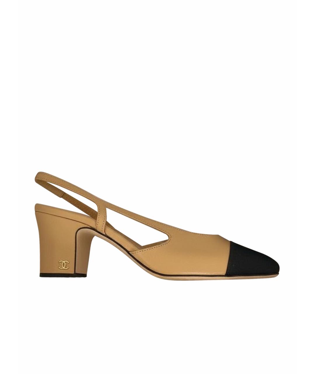 CHANEL Бежевые кожаные туфли, фото 1