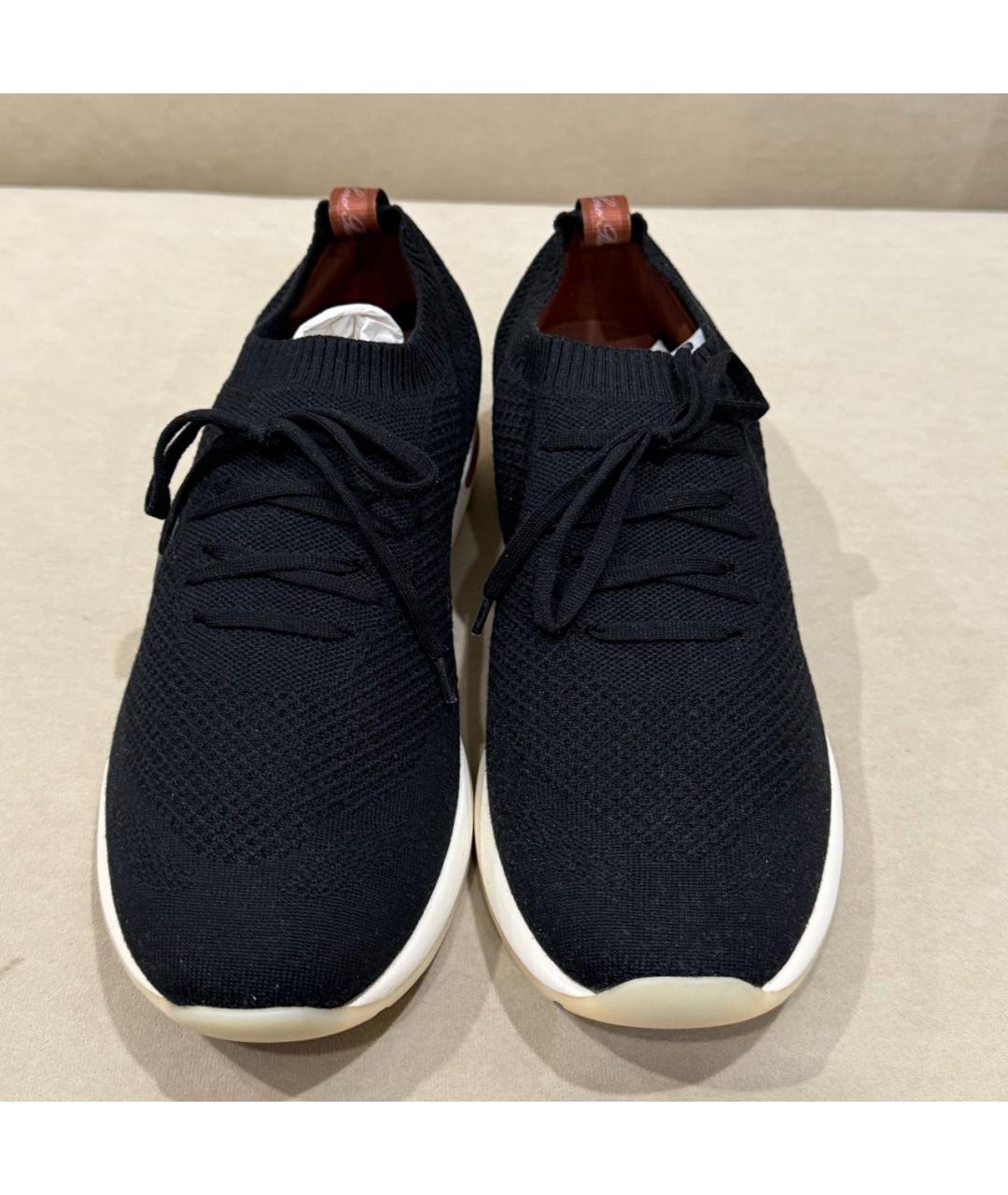 LORO PIANA Черные текстильные низкие кроссовки / кеды, фото 2